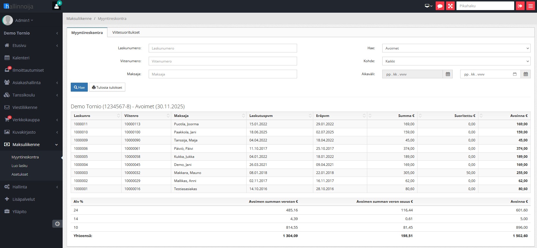 Myyntireskontra esimerkki