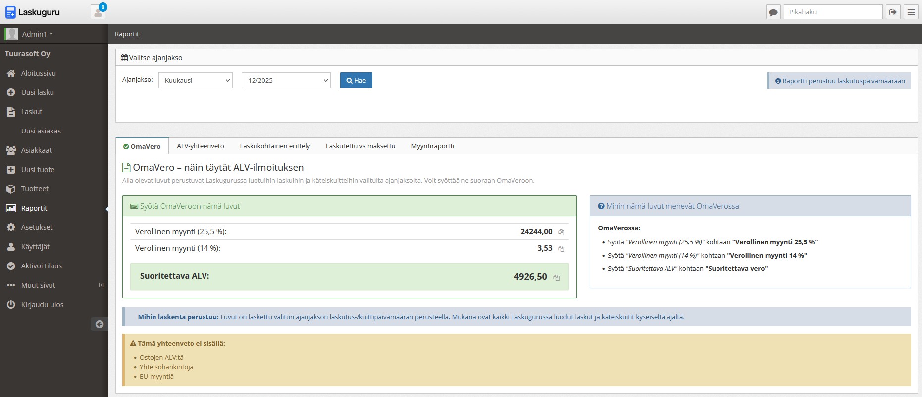 ALV-raportti OmaVeroon