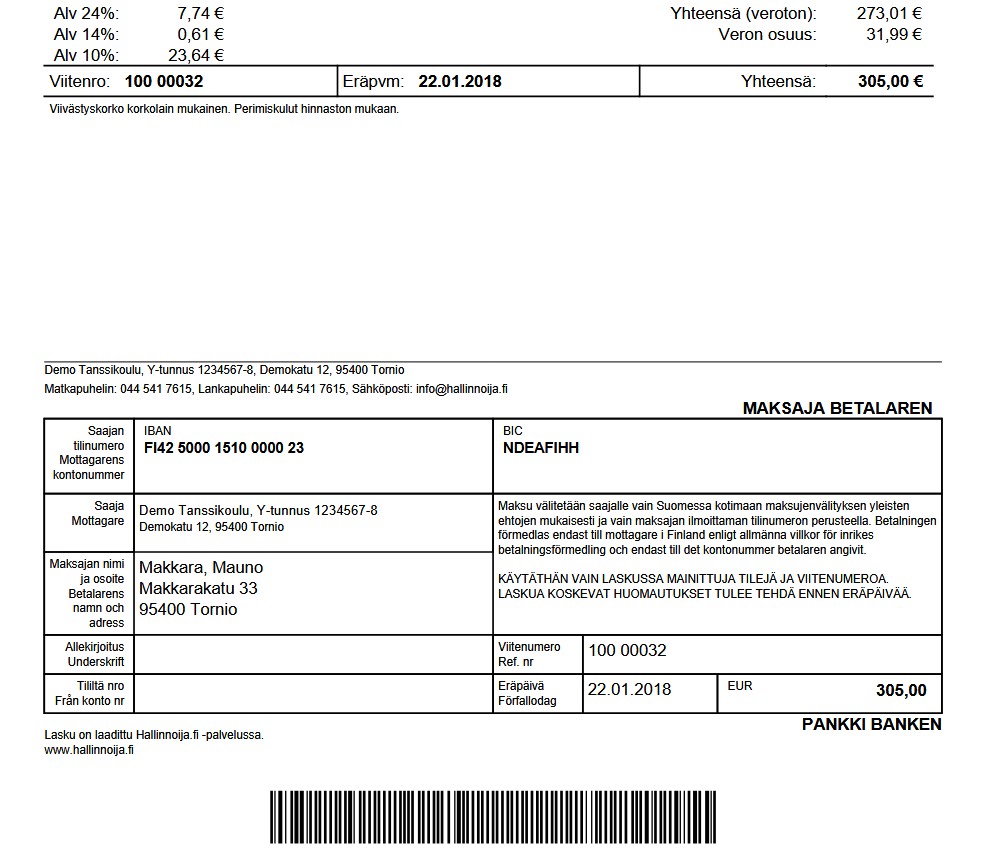 Laskutus esimerkki